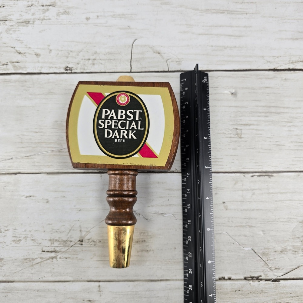 Vintage Pabst Special Dark Beer Tap Handle Wood Gold Bar Kegerator Pull 6.5"